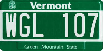 VT license plate WGL107