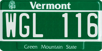 VT license plate WGL116