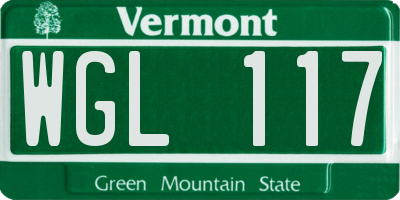 VT license plate WGL117