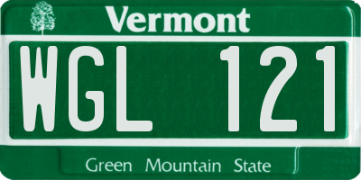 VT license plate WGL121