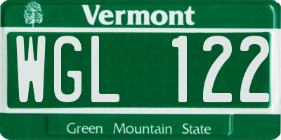 VT license plate WGL122