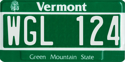 VT license plate WGL124