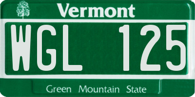 VT license plate WGL125
