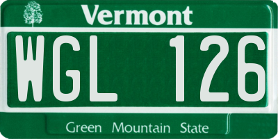 VT license plate WGL126