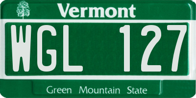 VT license plate WGL127