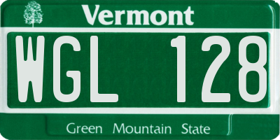 VT license plate WGL128