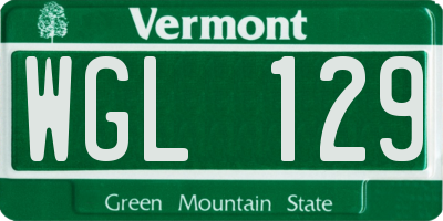 VT license plate WGL129