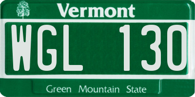 VT license plate WGL130