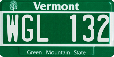 VT license plate WGL132