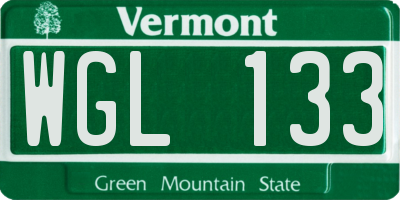 VT license plate WGL133