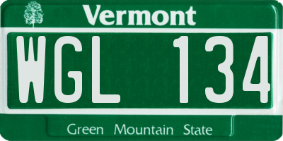 VT license plate WGL134