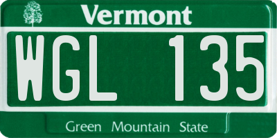 VT license plate WGL135