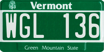 VT license plate WGL136