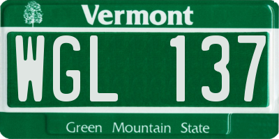 VT license plate WGL137