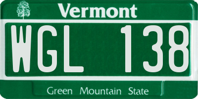 VT license plate WGL138