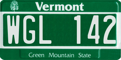 VT license plate WGL142