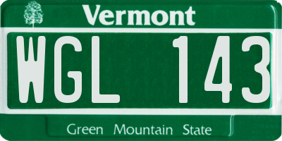 VT license plate WGL143