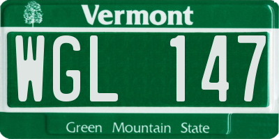 VT license plate WGL147