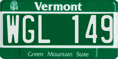 VT license plate WGL149