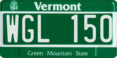 VT license plate WGL150