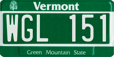VT license plate WGL151