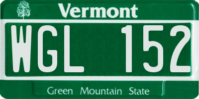 VT license plate WGL152