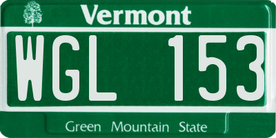 VT license plate WGL153