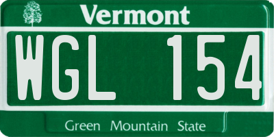 VT license plate WGL154