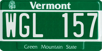 VT license plate WGL157
