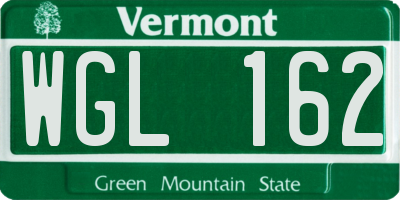 VT license plate WGL162