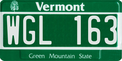 VT license plate WGL163