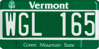VT license plate WGL165