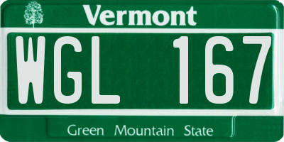 VT license plate WGL167
