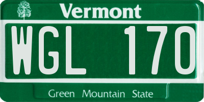 VT license plate WGL170