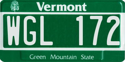 VT license plate WGL172