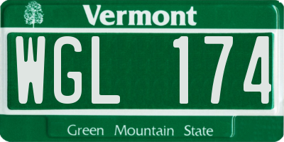 VT license plate WGL174