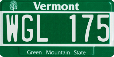 VT license plate WGL175