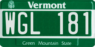 VT license plate WGL181