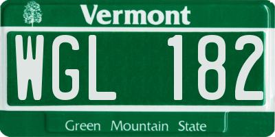 VT license plate WGL182