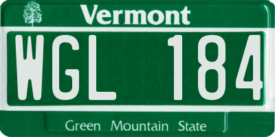 VT license plate WGL184