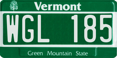VT license plate WGL185