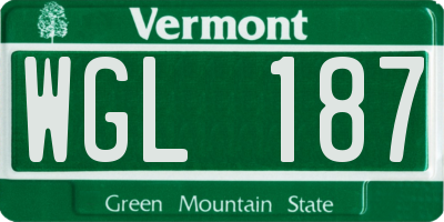 VT license plate WGL187