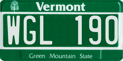VT license plate WGL190
