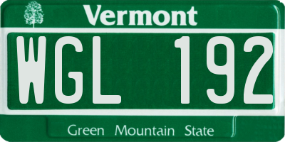 VT license plate WGL192