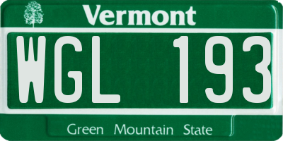 VT license plate WGL193