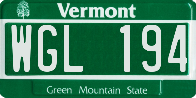 VT license plate WGL194