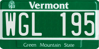 VT license plate WGL195