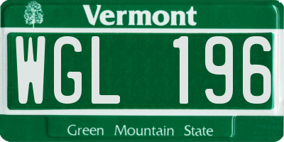 VT license plate WGL196