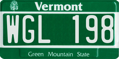 VT license plate WGL198