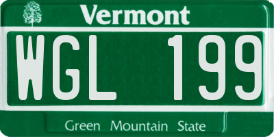 VT license plate WGL199
